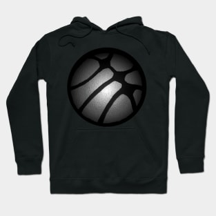 Abstract Silver Basketball on Black Hoodie